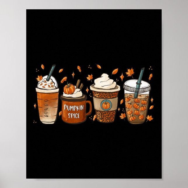 Póster Caer Café Calabaza Spice Junkie Latte Otoño (Frente)