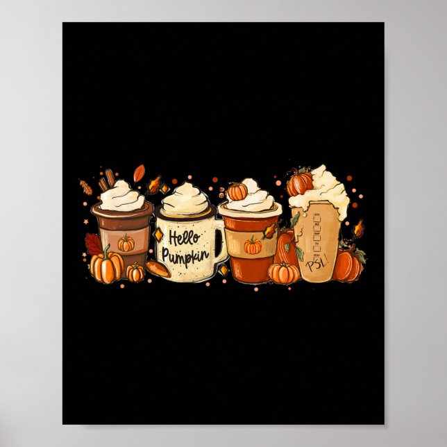 Póster Caer Café Calabaza Spice Latte Bebidas De Otoño Qu (Frente)