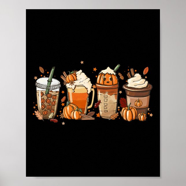 Póster Caer Café Calabaza Spice Latte Iced Cálido Aire Ag (Frente)