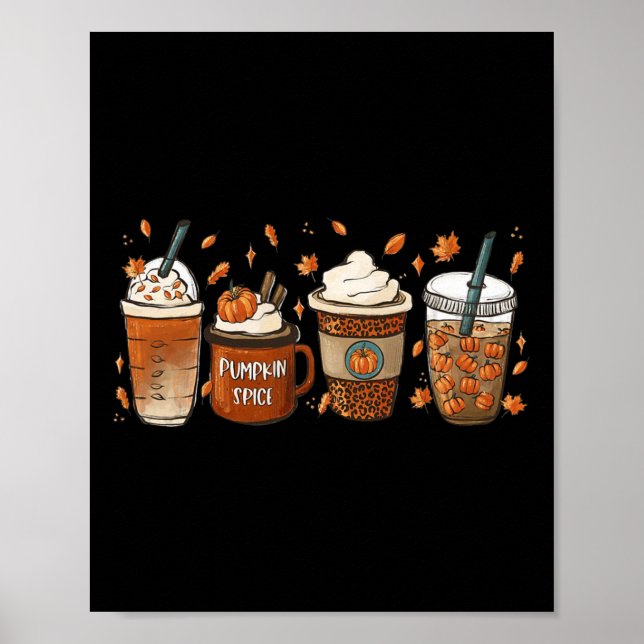 Póster Caer Café Calabaza Spice Latte Iced Cálido Aire Ag (Frente)