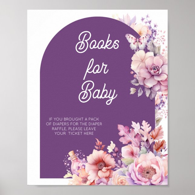 Póster Caer en amor bebé floral en flor Libros para bebé (Frente)