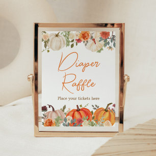 Póster Caer En Amor Calabaza Floral Diaper Raffle