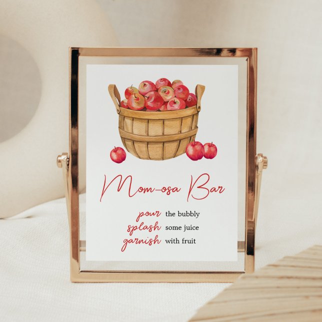 Póster Caer en Apple Basket Baby Shower Mom Osa Bar (Fall Apple Baby Shower Mom Osa Bar Sign)