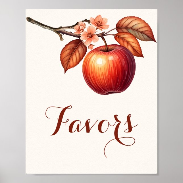 Póster Caer en Apple Bridal Shower Favor Poster (Frente)
