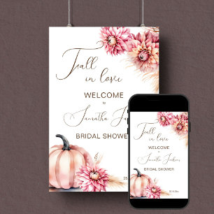 Póster Caer en el amor boho seño de bienvenida a la ducha