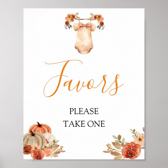 Póster Caer En El Amor De La Calabaza Floral Baby Shower  (Frente)