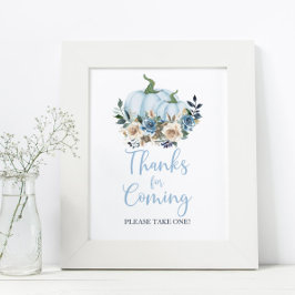 Póster Caer en la ducha de calabaza azul gracias por veni