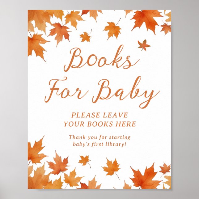 Póster Caer en los libros de Baby Shower para el bebé (Frente)