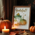 Póster Caer Enamorada Calabaza Rústica<br><div class="desc">Agradecimiento - Celebración del otoño</div>