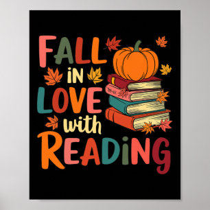 Póster Caer Enamorada De Leer El Día De Gracias De Otoño 