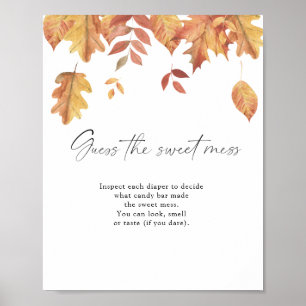 Póster Caer hojas - adivinen el dulce lío