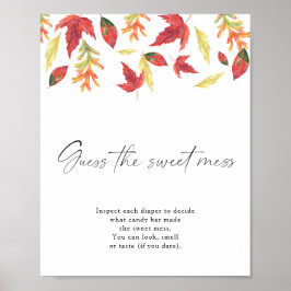 Póster Caer hojas - adivinen el dulce lío