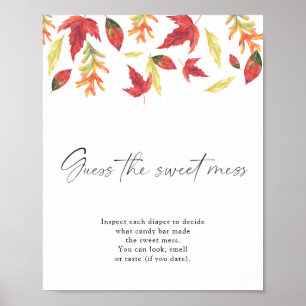 Póster Caer hojas - adivinen el dulce lío