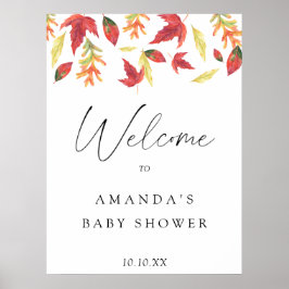 Póster Caer hojas otoño dar la bienvenida al fiesta de la