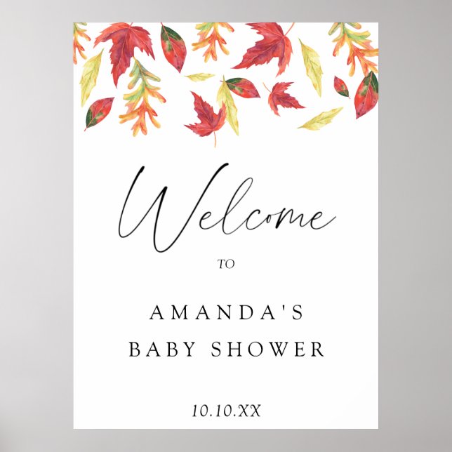 Póster Caer hojas otoño dar la bienvenida al fiesta de la (Frente)