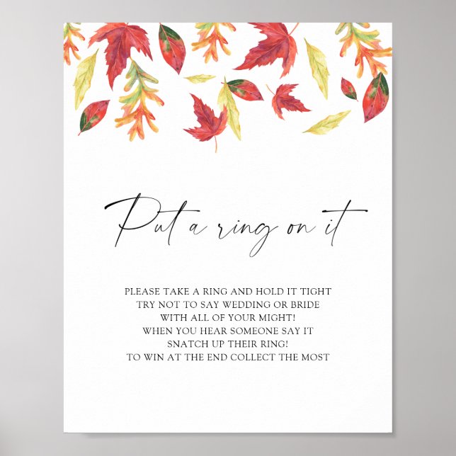 Póster Caer hojas - poner un anillo en el juego (Frente)