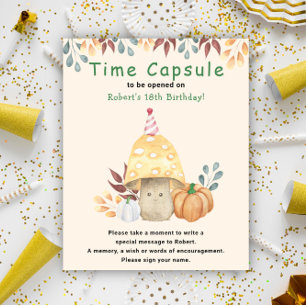 Póster Caer lindo hongo Tiempo Cápsula Primer cumpleaños