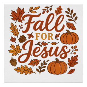 Póster Caer Por Jesús Calabaza de Otoño Fe Cristiana Clas
