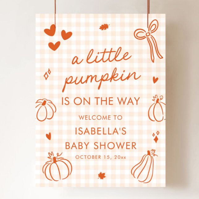 Póster Caer Un Pequeño Signo De Bienvenida De Baby Shower (Fall A Little Pumpkin Baby Shower Welcome Sign)