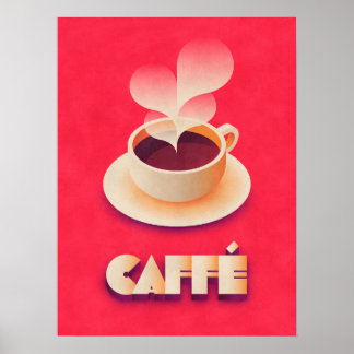 Póster Café Art Deco Rojo