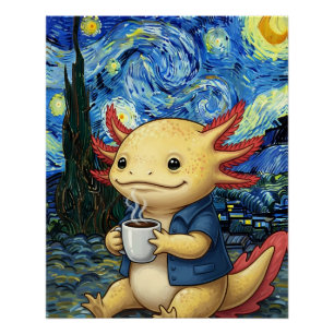 Póster Café Axolotl Noche Soñadora Estrellada