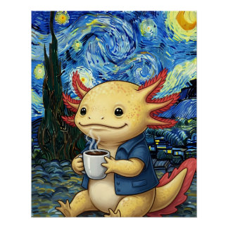 Póster Café Axolotl Noche Soñadora Estrellada