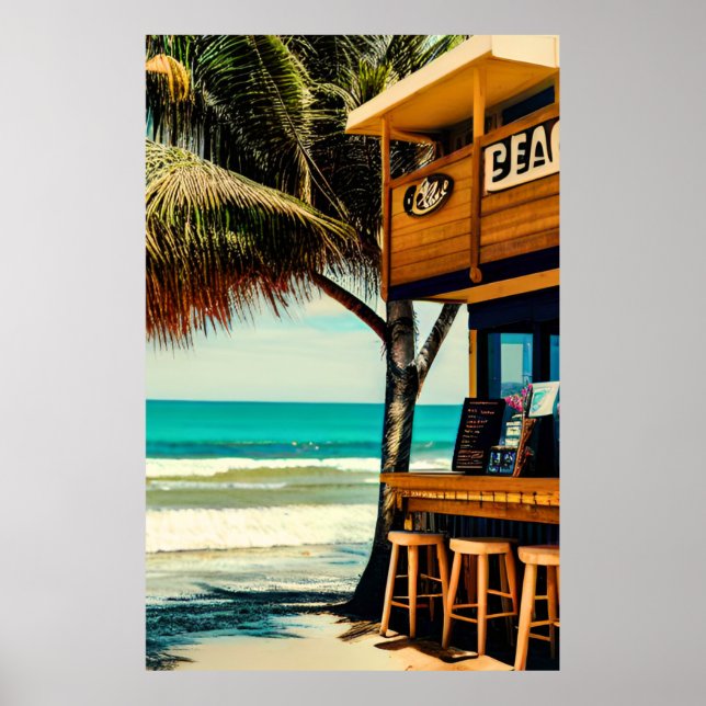 Póster Café Bar de la playa de Bali (Frente)