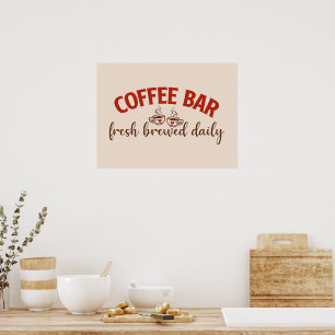 Póster Café Bar Fresco Elaborado Diariamente