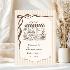 Póster Cafe Bebe Gender Neutral Bow Baby Shower Welcome