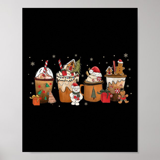 Póster Café Cacao caliente Feliz Navidad Familia de Navid (Frente)