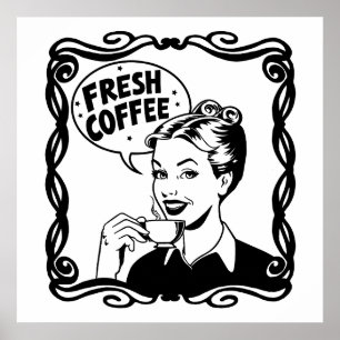 Póster Café caliente fresco