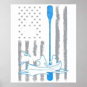 Póster café canoing- Bandera estadounidense vintage para 