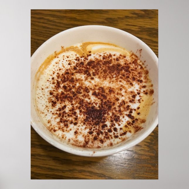 Póster Café cappuccino con corte de canela (Frente)