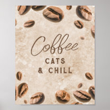 Café Cats Chill Cute Funny Caffeine Addict Lover