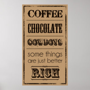 Póster Café, chocolate, vaqueros…