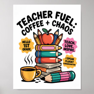 Póster Café Combustible para Maestros Desorden Camiseta D