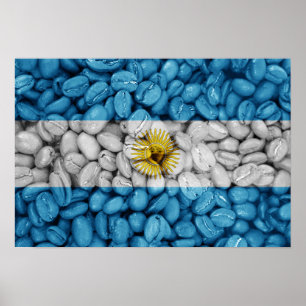 Póster Café con bandera argentina