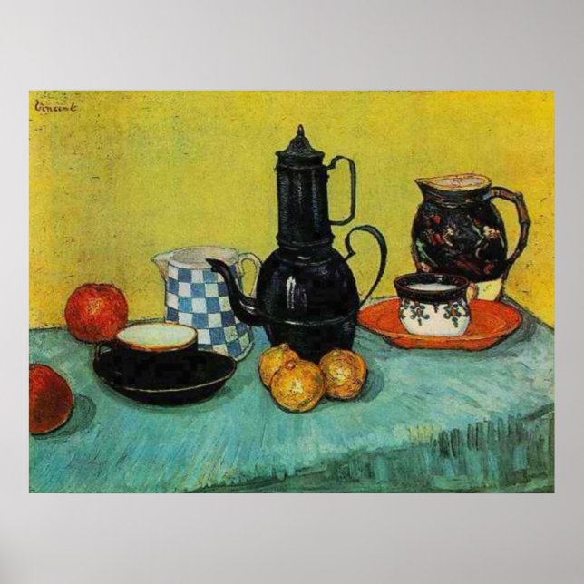 Póster Café con esmalte azul de Vincent van Gogh (Frente)