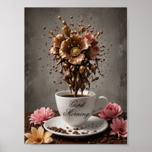 Póster Café con flor de chocolate