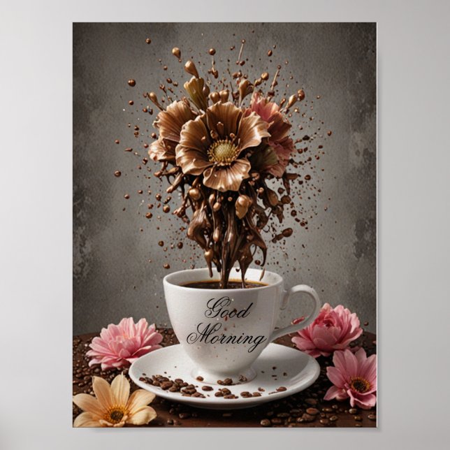 Póster Café con flor de chocolate (Frente)