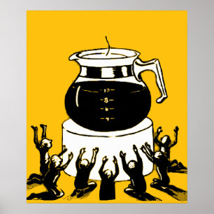 Póster Café de adoración retro vintage, divertido café de