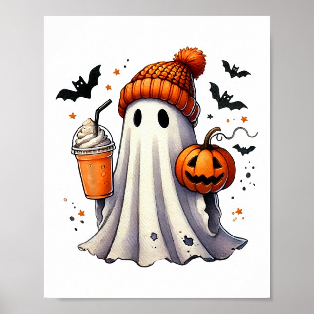 Póster Café de bebida fantasma lindo Hielo Fantasma Hallo (Frente)