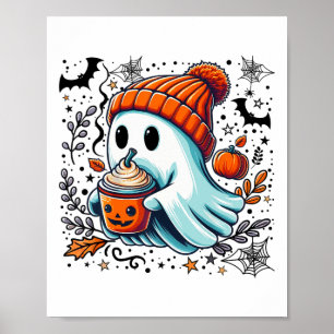 Póster Café de bebida fantasma lindo Hielo Fantasma Hallo