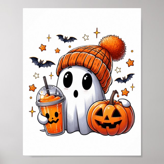 Póster Café de bebida fantasma lindo Hielo Fantasma Hallo (Frente)