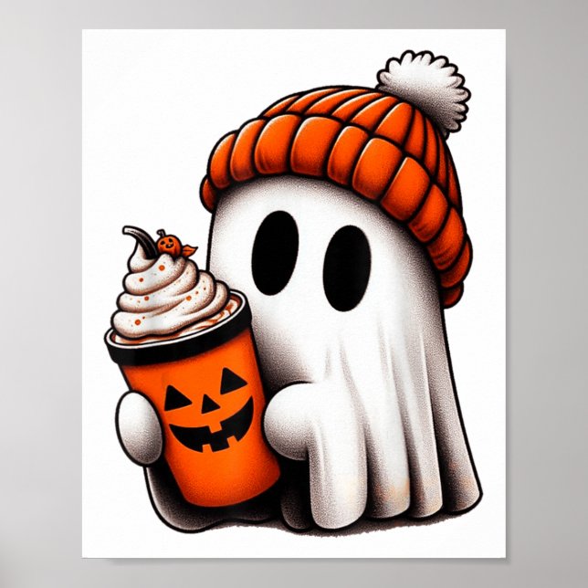 Póster Café de bebida fantasma lindo Hielo Fantasma Hallo (Frente)