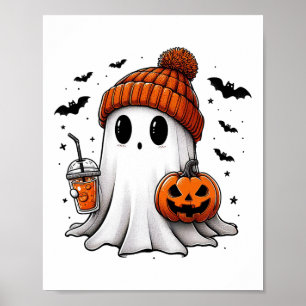 Póster Café de bebida fantasma lindo Hielo Fantasma Hallo