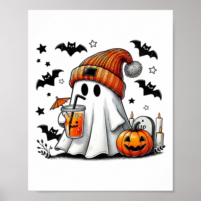 Póster Café de bebida fantasma lindo Hielo Fantasma Hallo (Frente)