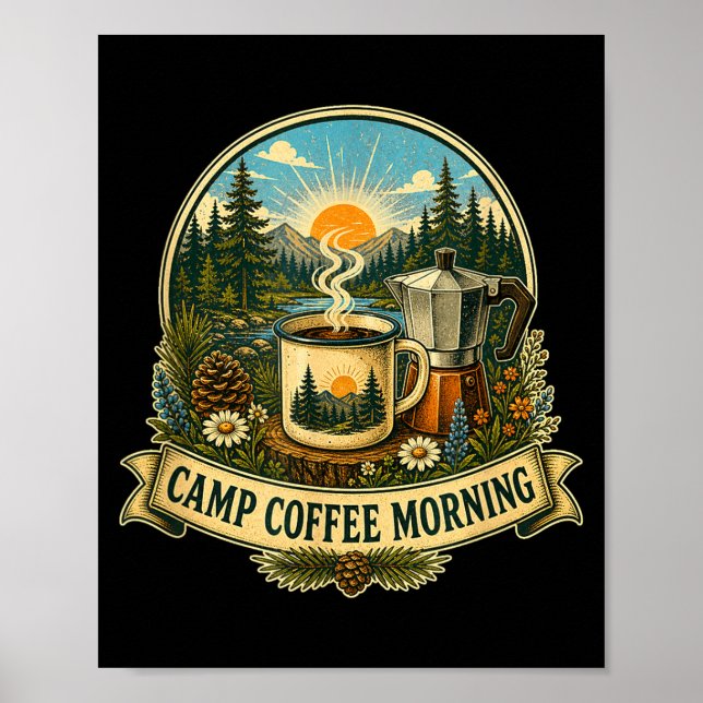 Póster Café de campamento por la mañana  (Frente)
