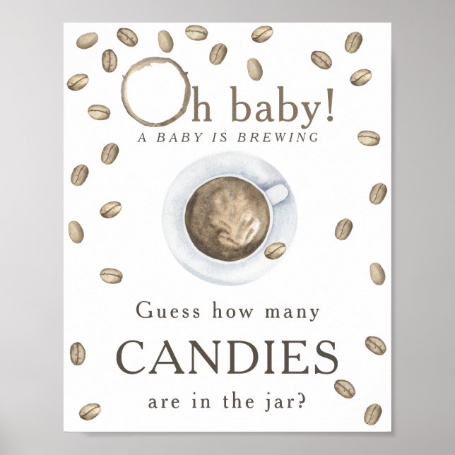Póster Café de elaboración - Cuántos caramelos hay en el  (Frente)