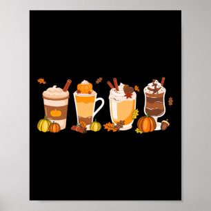 Póster Café de las especias Latte Fall Temporada de Otoño
